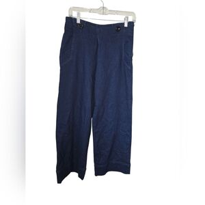 Anthropologie Navy Wide-Leg Cropped Pants